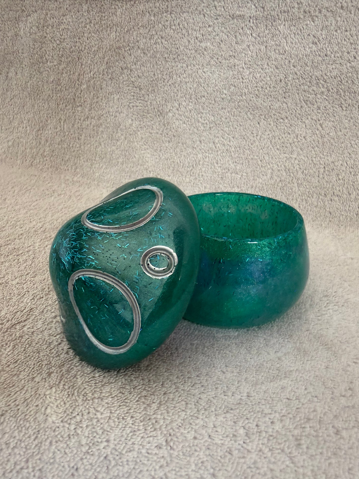 Handmade Emerald Mushroom Trinket Jar