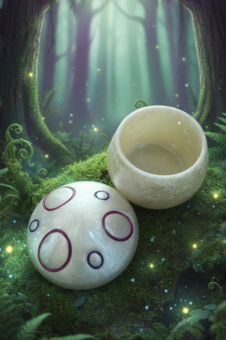 Handmade Moonlit Pearl Mushroom Trinket Jar