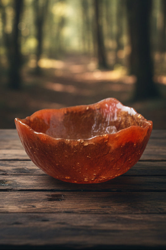 Handcrafted Amber Resin Decorative Bowl