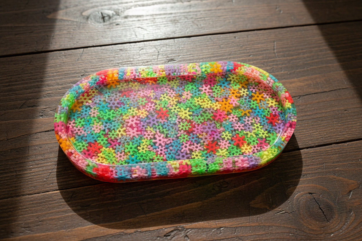 Rainbow Gears Resin Trinket Tray