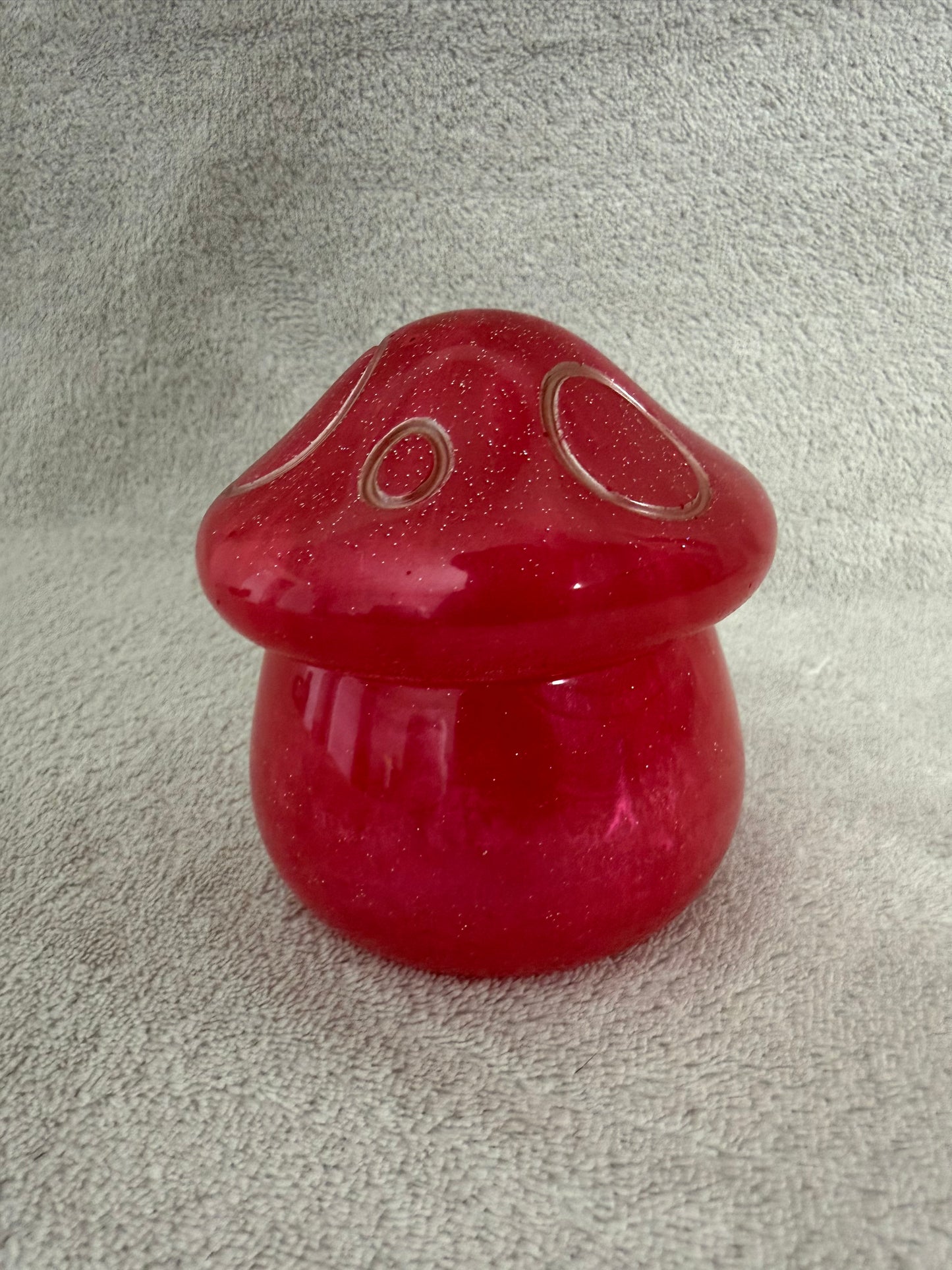 Cherry Glitter Mushroom Trinket Jar