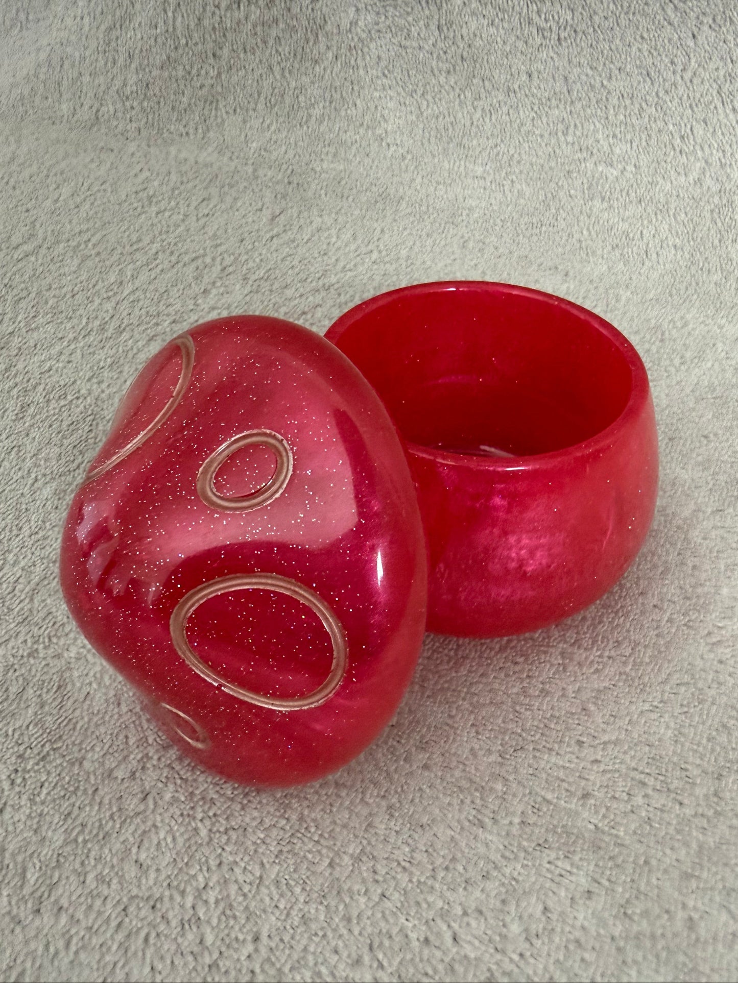 Cherry Glitter Mushroom Trinket Jar
