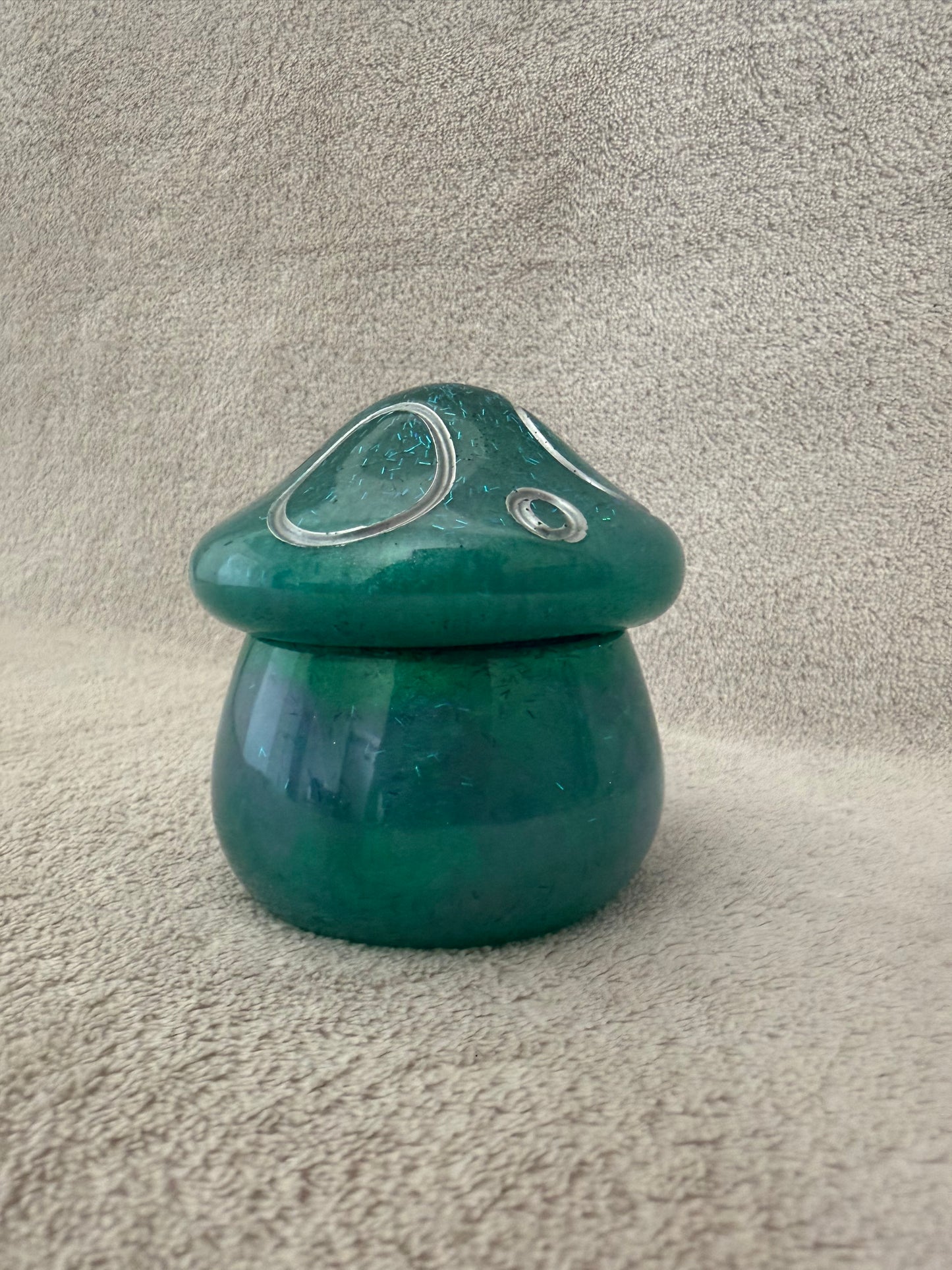 Handmade Emerald Mushroom Trinket Jar