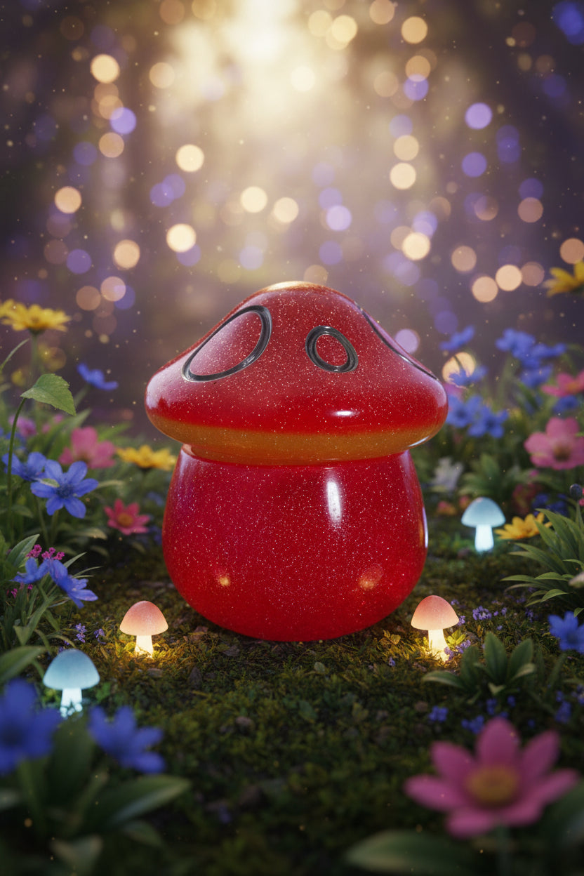 Handmade Red Mushroom Trinket Jar