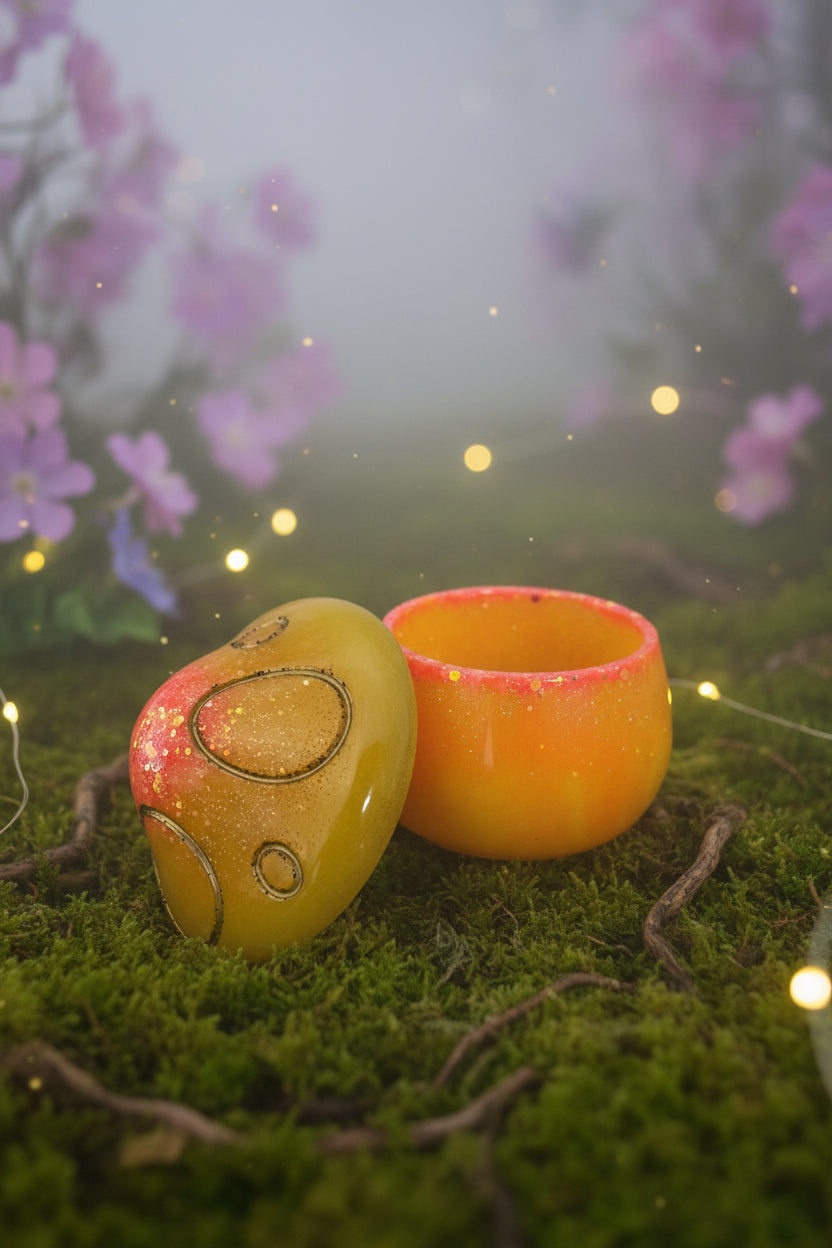 Handmade Sunset Glow Mushroom Trinket Jar
