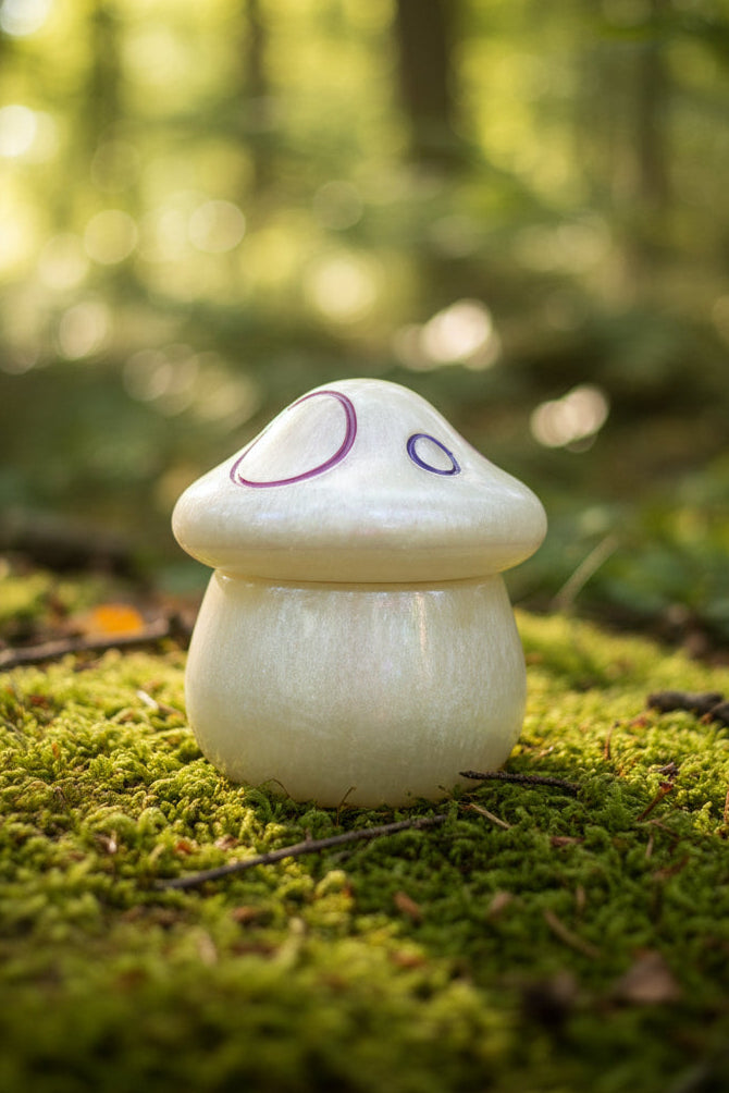 Handmade Moonlit Pearl Mushroom Trinket Jar