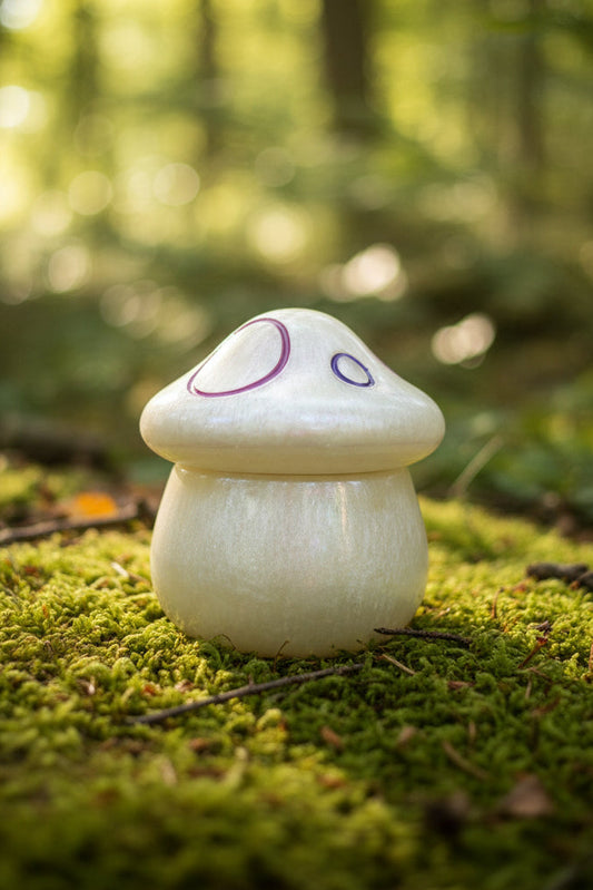 Handmade Moonlit Pearl Mushroom Trinket Jar