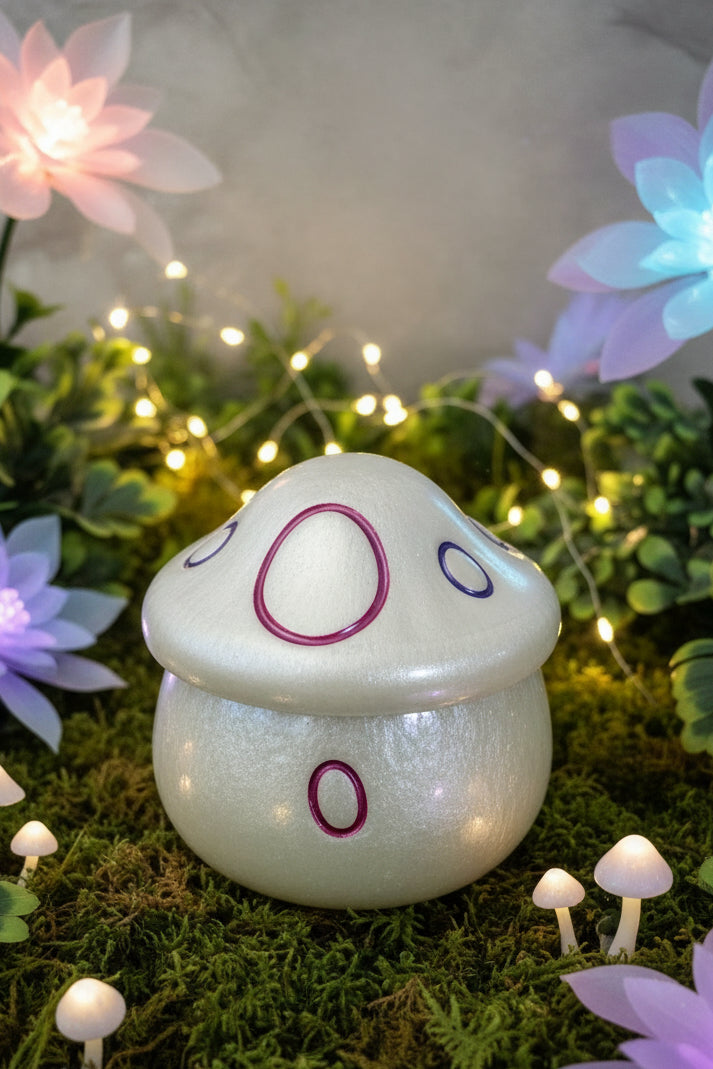 Handmade Moonlit Pearl Mushroom Trinket Jar