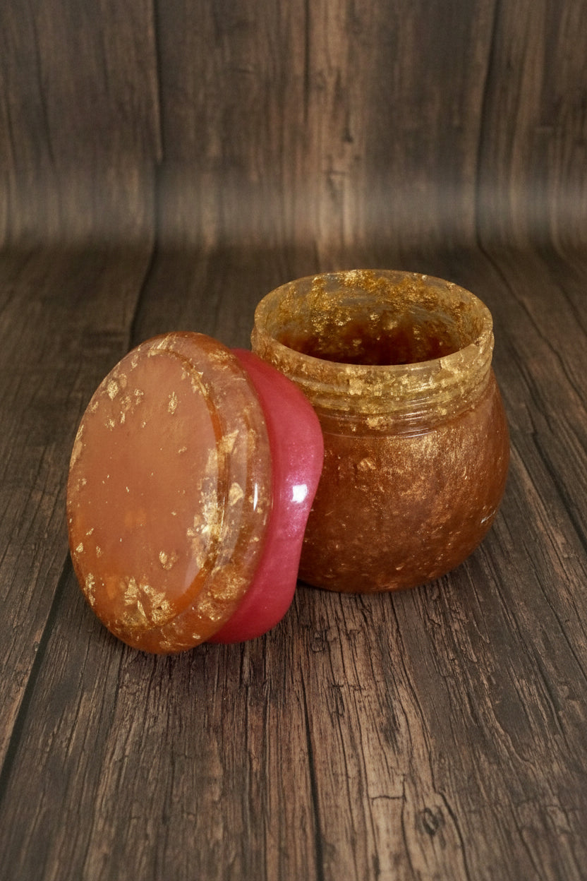Handmade Amber Gold Keepsake Jar