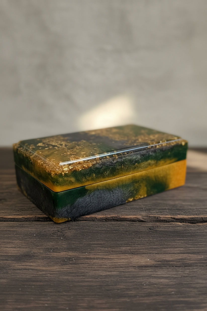 Handmade Emerald & Gold Keepsake Box