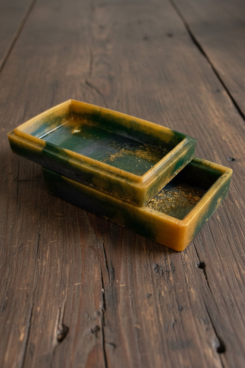 Handmade Emerald & Gold Keepsake Box
