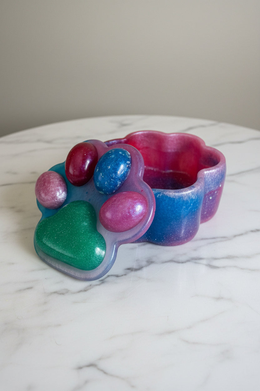 Handmade Paw Print Resin Keepsake Box
