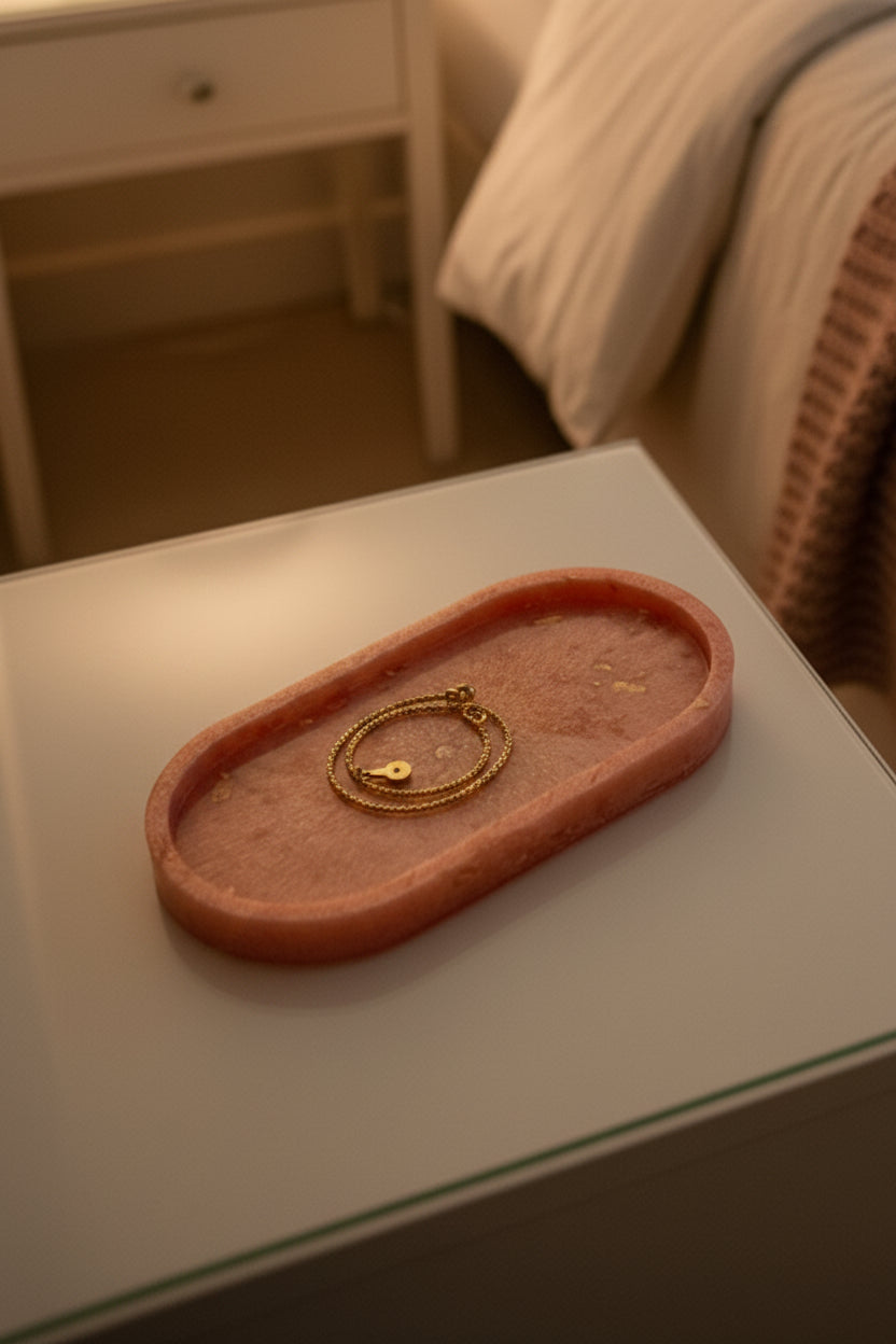 Rose Gold Resin Trinket Tray