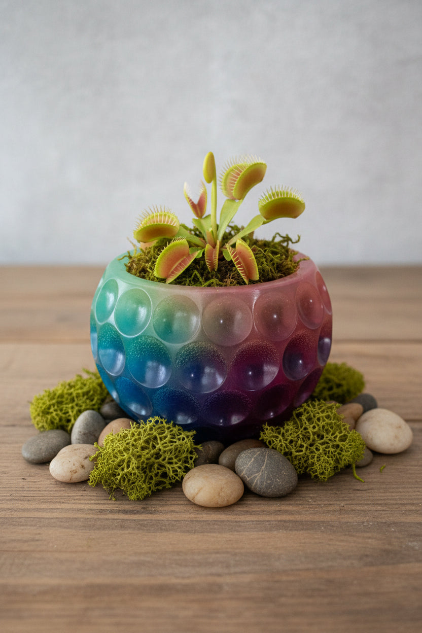 Handmade Rainbow Bubble Resin Planter