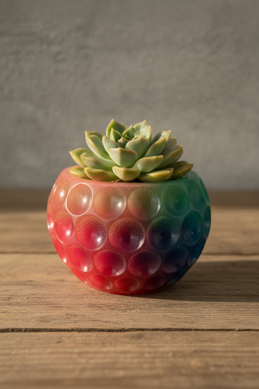 Handmade Rainbow Bubble Resin Planter