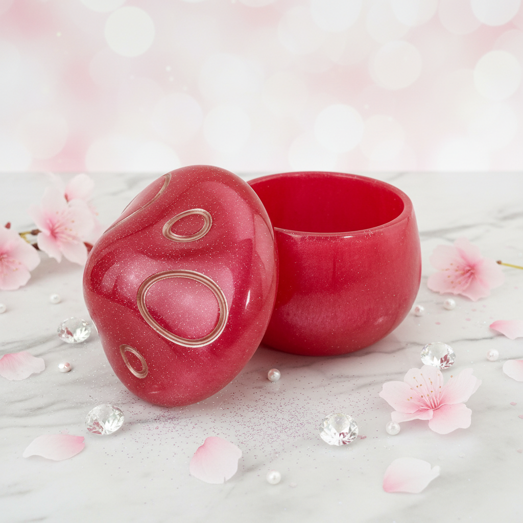 Cherry Glitter Mushroom Trinket Jar