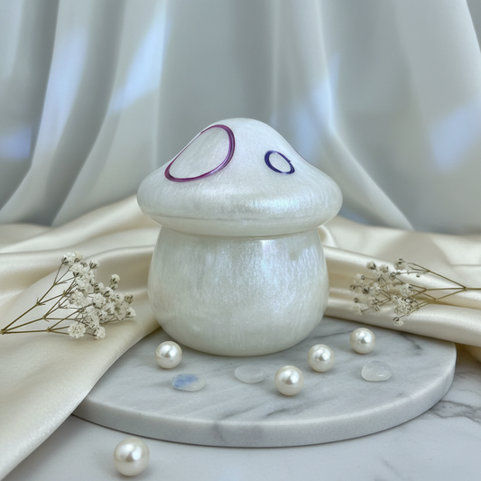 Handmade Moonlit Pearl Mushroom Trinket Jar