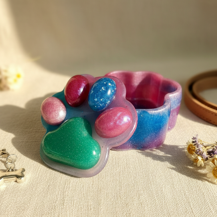 Handmade Paw Print Resin Keepsake Box