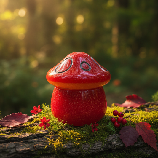 Handmade Red Mushroom Trinket Jar
