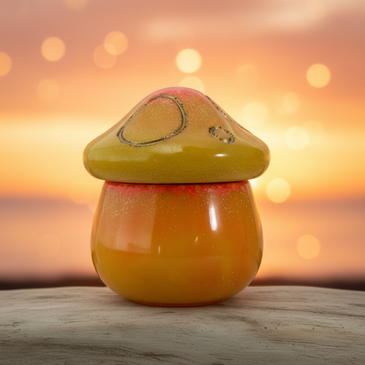 Handmade Sunset Glow Mushroom Trinket Jar